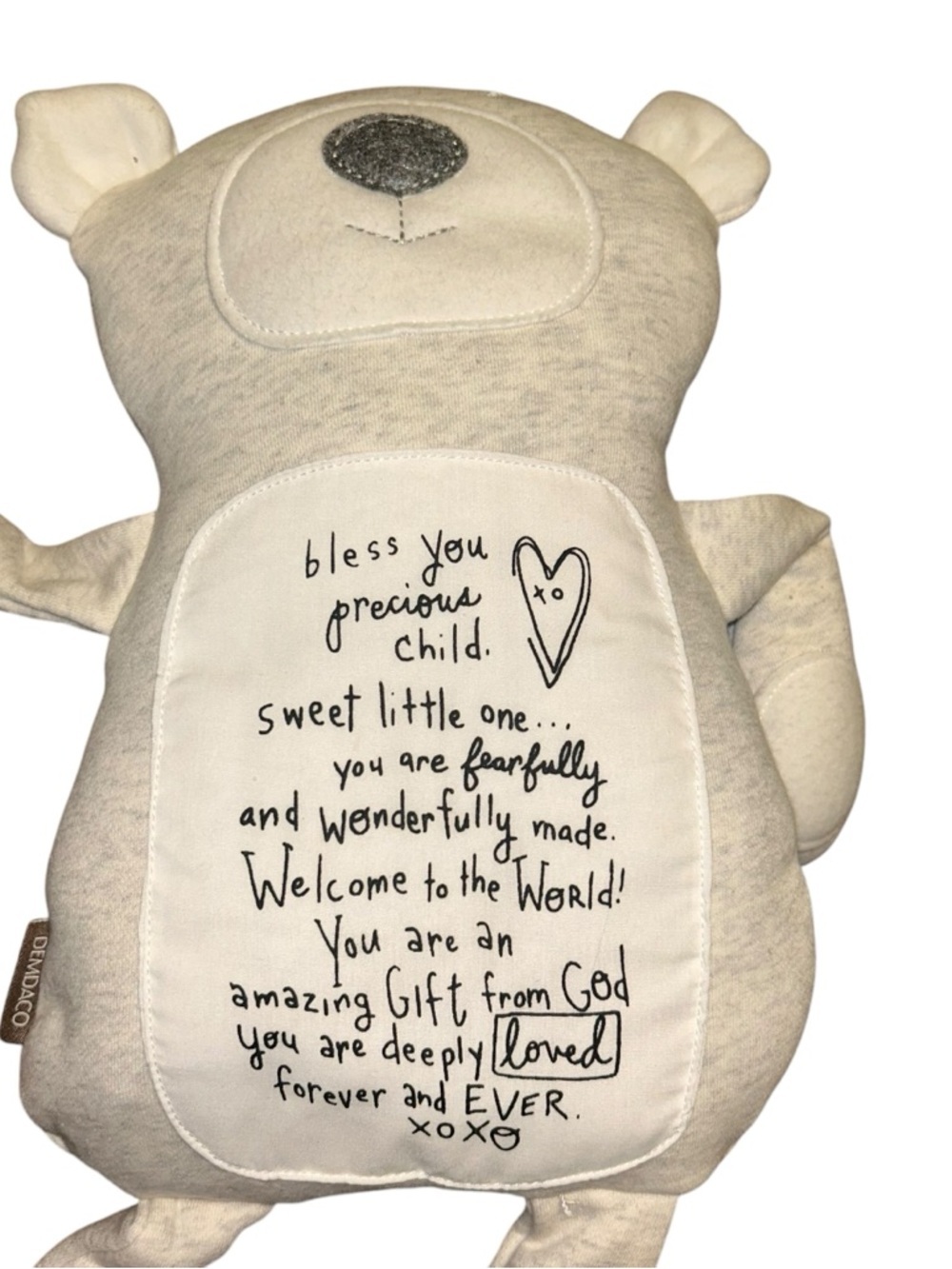 DEMDACO POETIC THREADS BEAR GRAY BEAN PLUSH Stuff Animal infant Baby Nursery